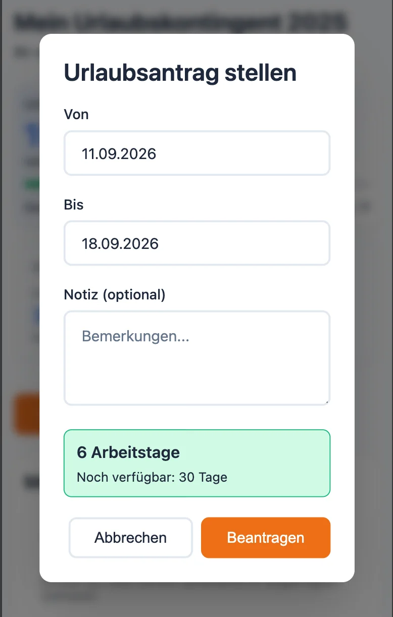Urlaubsantrag stellen